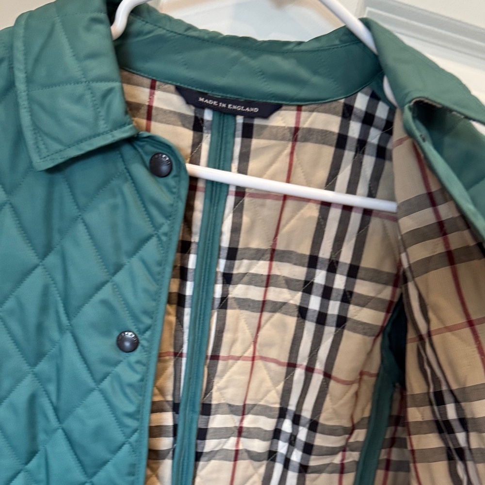 Women's Burberry Quilted Jacket in Green teal